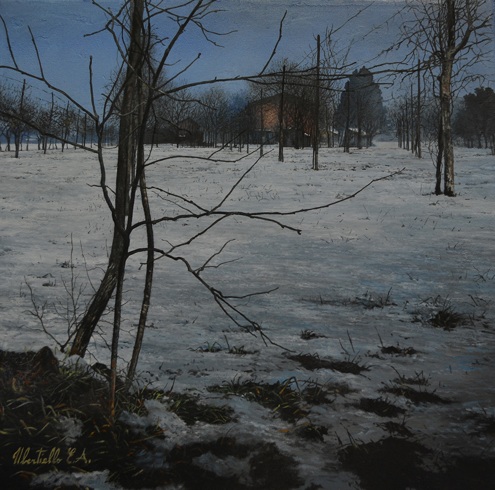 Ernesto Ubertiello - Bianco e nero - olio su tela cm 40X60 - anno 2015