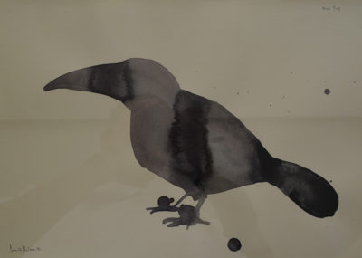 Denis Riva - Bird trip 2 - olio su carta cm 25X35 - anno 2012