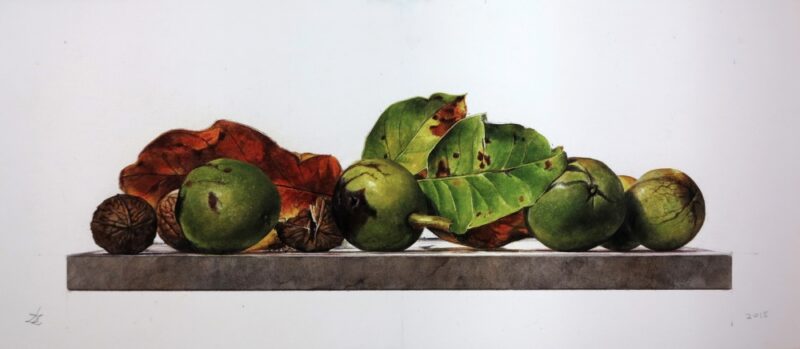 Ottorino De Lucchi - Metà ottobre - tecnica drybrush su tavola incamottata - cm 22 x 51 - anno 2015