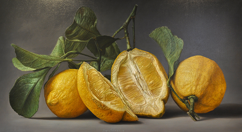 Gioacchino Passini - Limoni in luce - olio su tela - cm100x180 - anno 2014