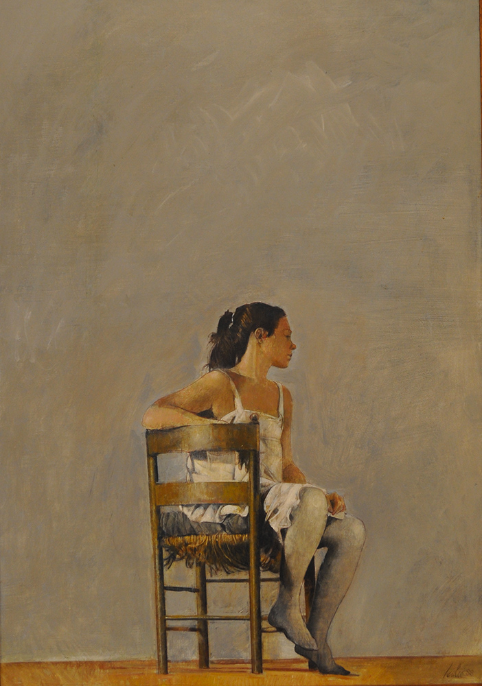 Giorgio Scalco - Figura seduta - olio su tela - cm100x70 - anno 1988