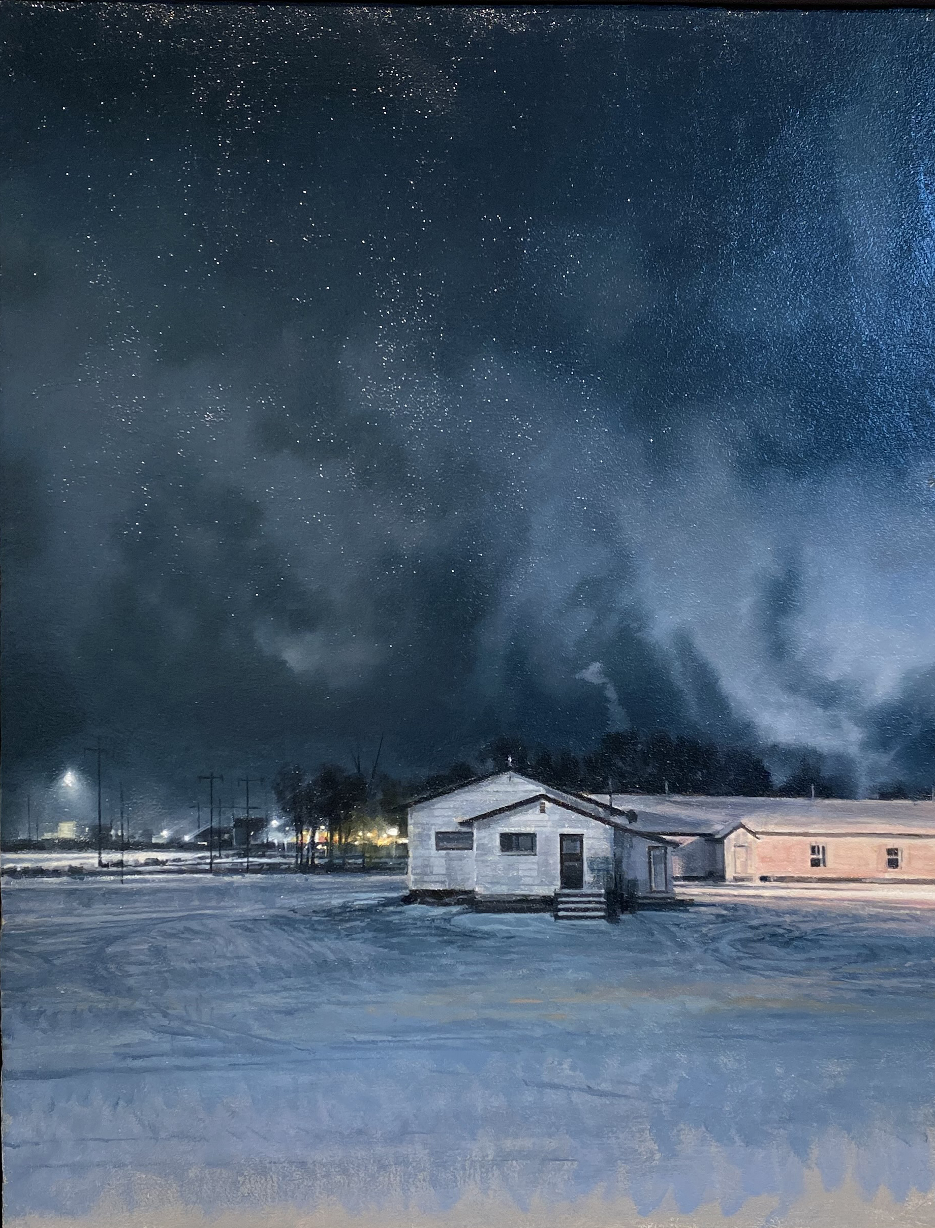 Nicola Nannini - Neve, notte - olio su tela incollata su tavola - cm 43x30 - 2021