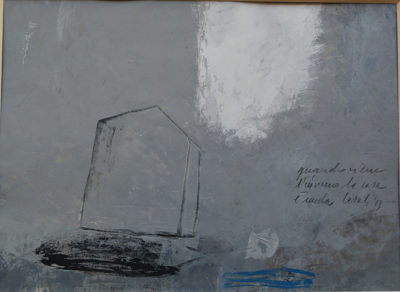Alfredo Casali - Quando viene l'inverno la casa è nuda - olio su carta cm25x35 - Anno 2013