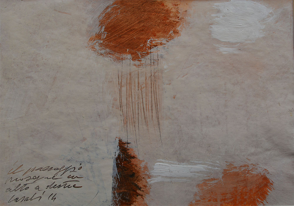 Alfredo Casali - Il paesaggio in alto a destra - olio su carta cm 25x35 - anno 2014
